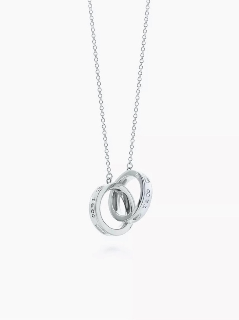 Tiffany & Co. Interlocking Double Ring Pendant Necklace - Silver